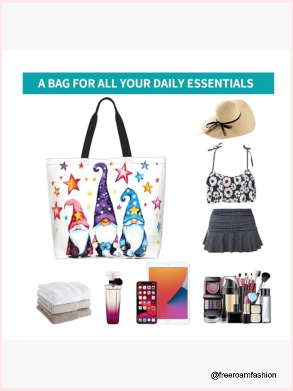 Large Tote Shoulder Bag Durable Water Repellent Polyester Lightweight Daily Use - Picture 7 of 7